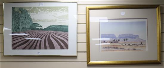 John Brunsden, limited edition print, Oxwich Bay, 56 x 77cm and a Rob OMeara print